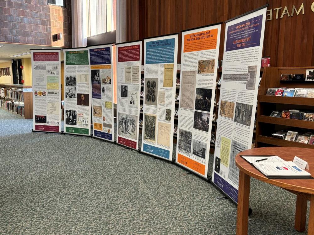 History of voting rights display in library